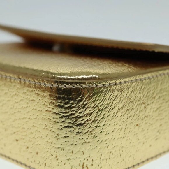 PRADA Accessory Pouch Leather Silver Gold Auth 88214V - Picture 10 of 16